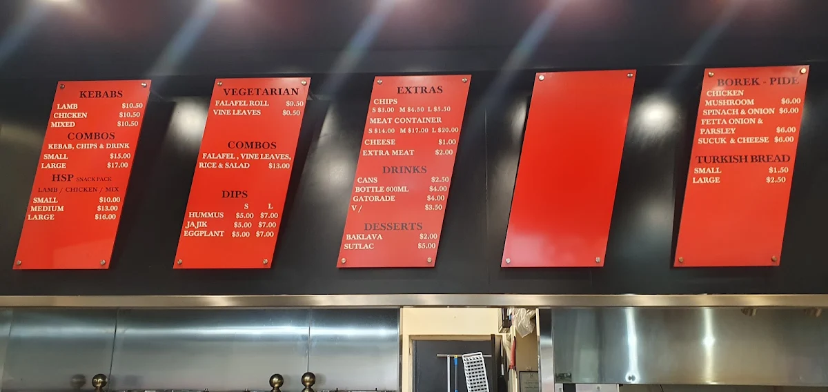 Menu, Yazzys Turkish Kitchen