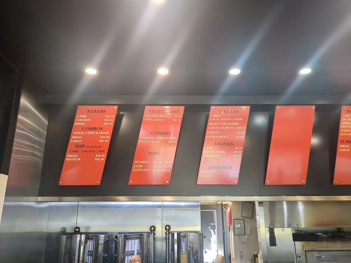 Menu, Yazzys Turkish Kitchen