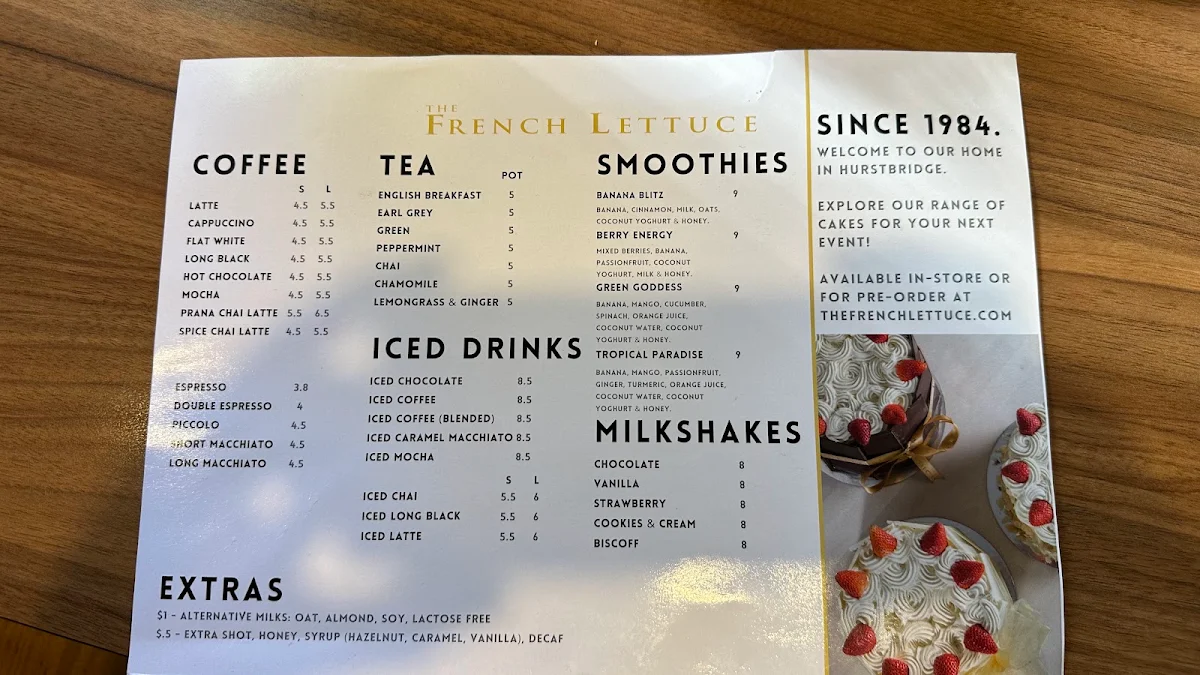 Menu, Hurstbridge Patisserie & Cafe