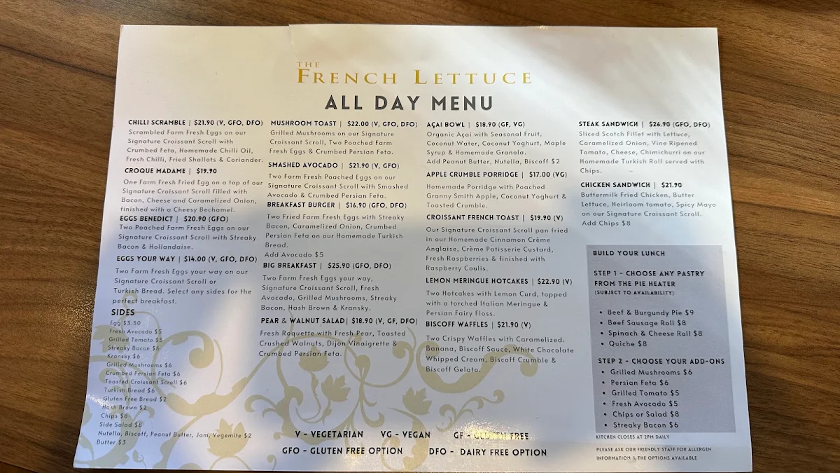 Menu, Hurstbridge Patisserie & Cafe