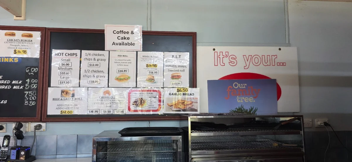 Menu, Parndana Bakery Cafe Groceries