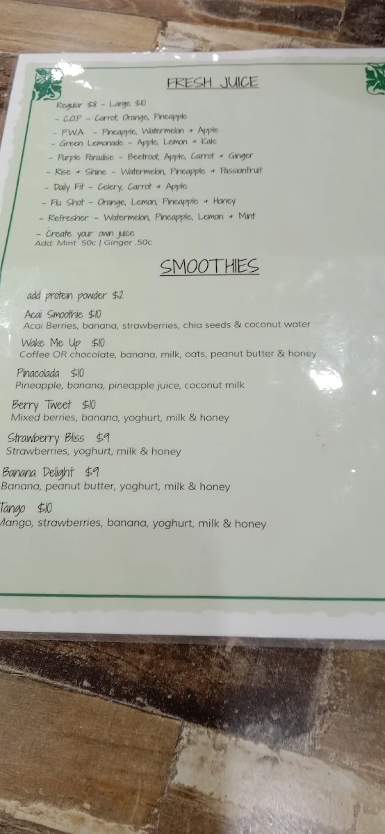 Menu, The Pocket Coffee House