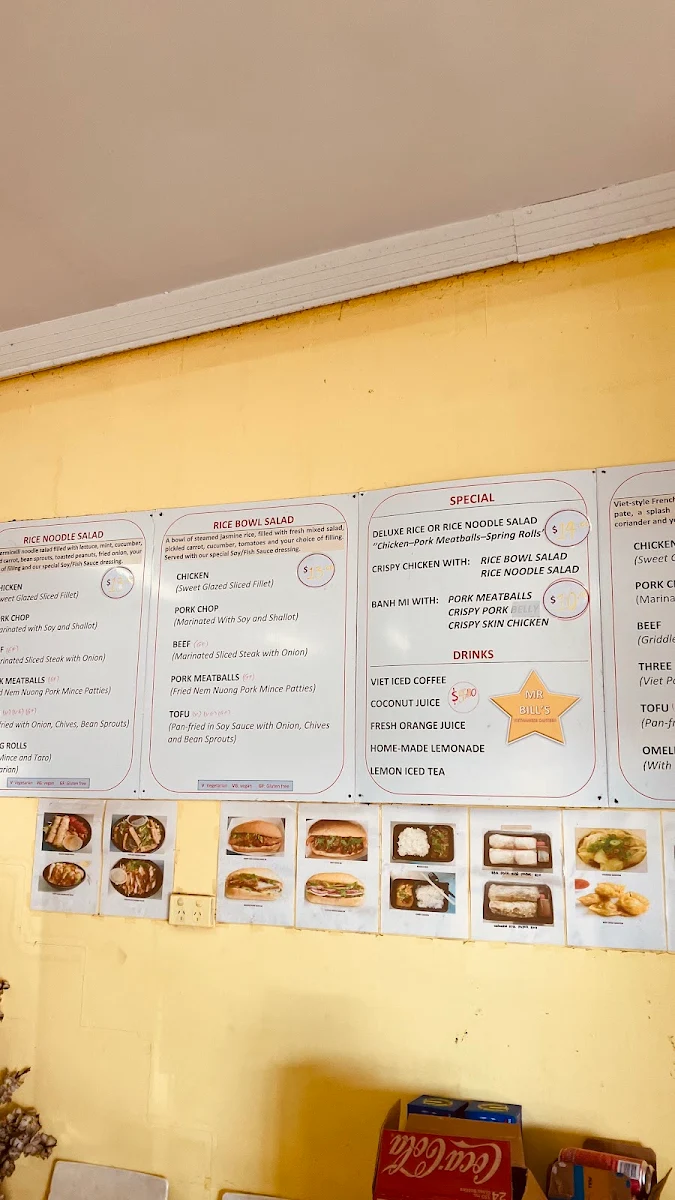 Menu, Mr Bill's Vietnamese Canteen