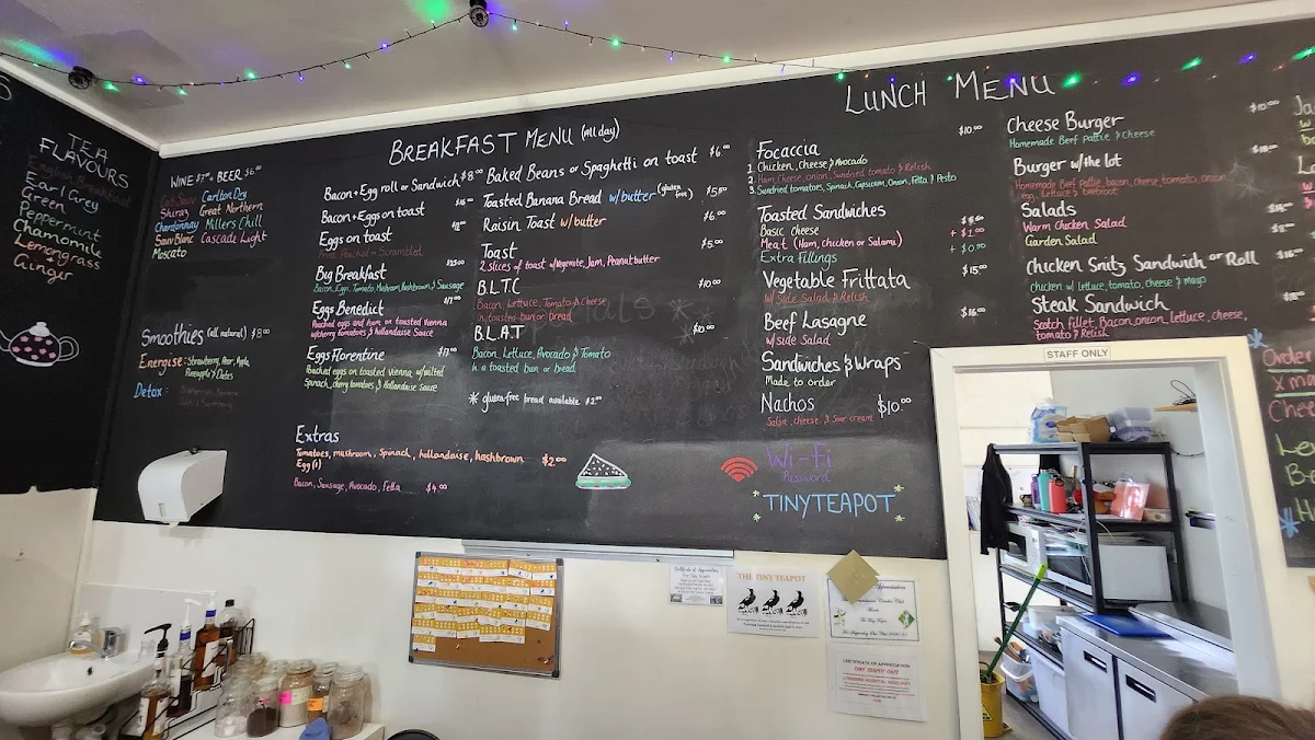 Menu, The Tiny Teapot Cafe
