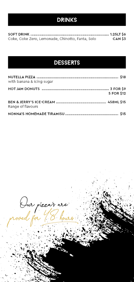 Menu, Romolo Pizza