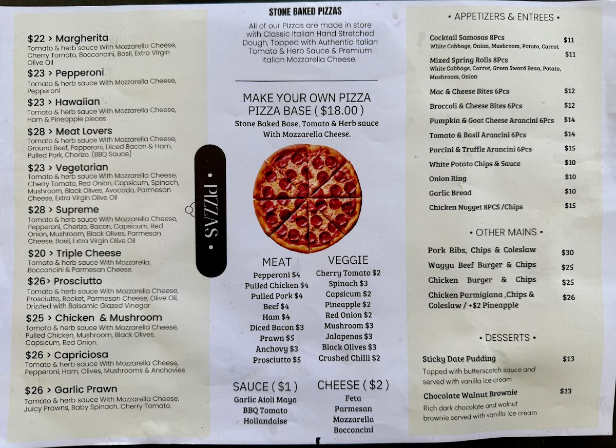 Menu, Topdog Gourmet