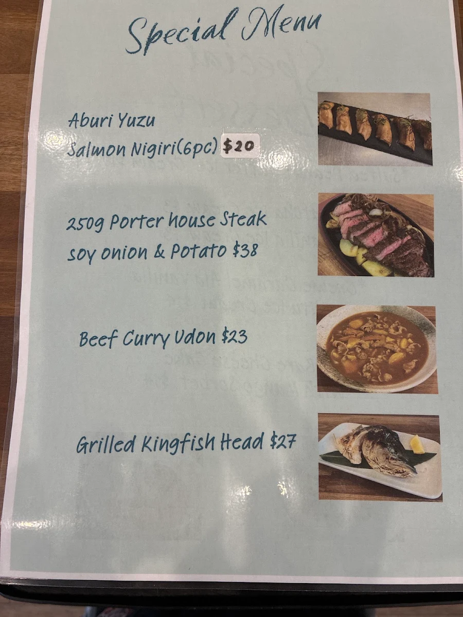 Menu, Hinata Sushi Studio
