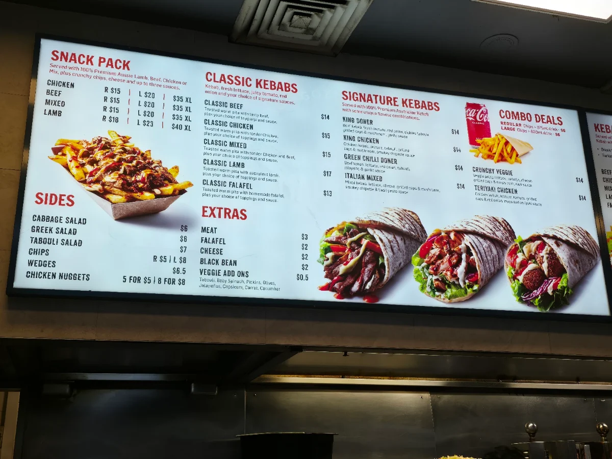 Menu, Kebab in Maroubra