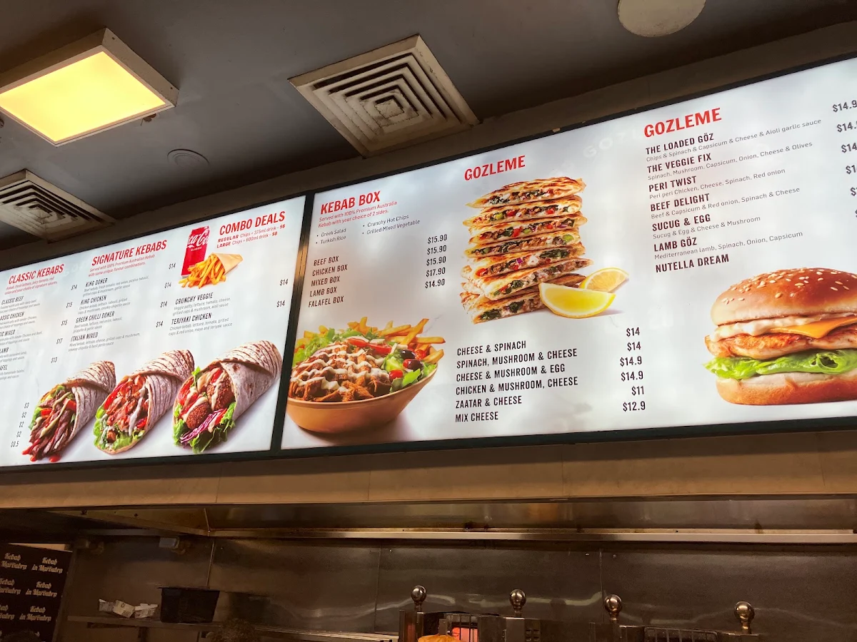 Menu, Kebab in Maroubra