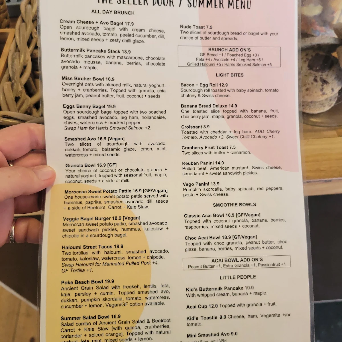 Menu, The Seller Door