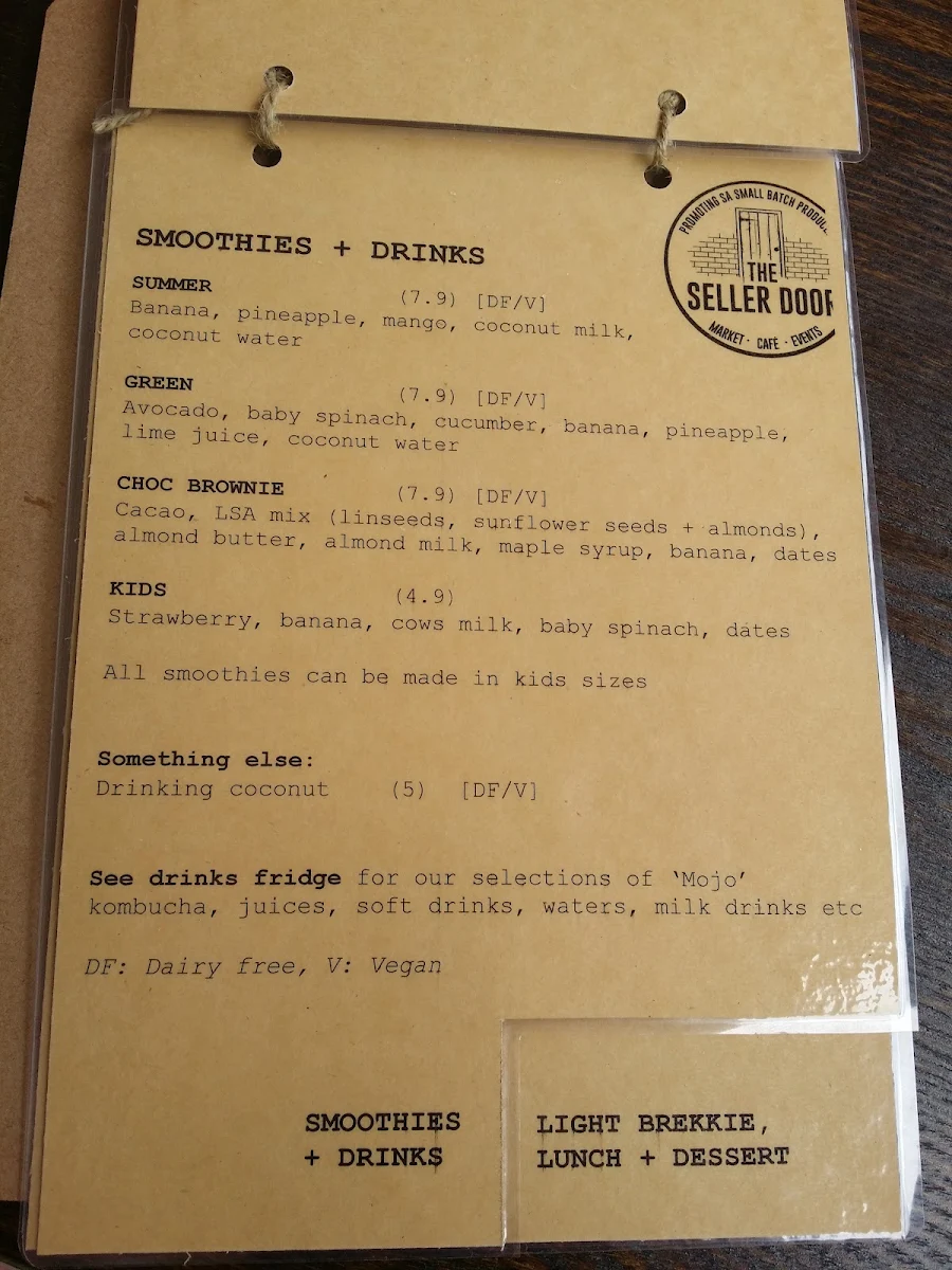 Menu, The Seller Door