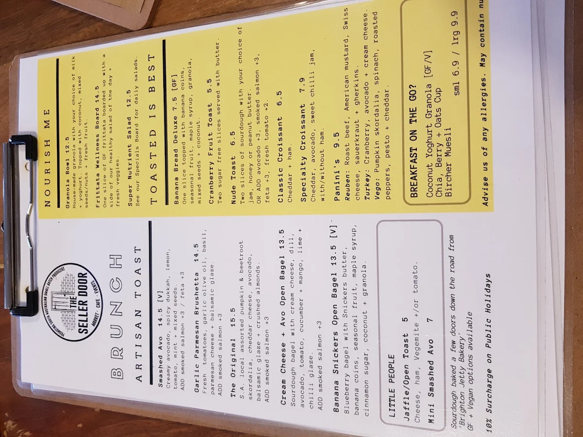 Menu, The Seller Door