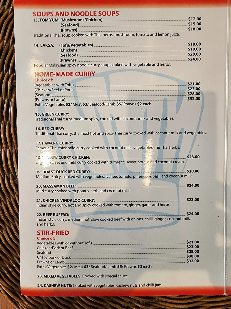 Menu, IzzyChai Modern Asian Cuisine