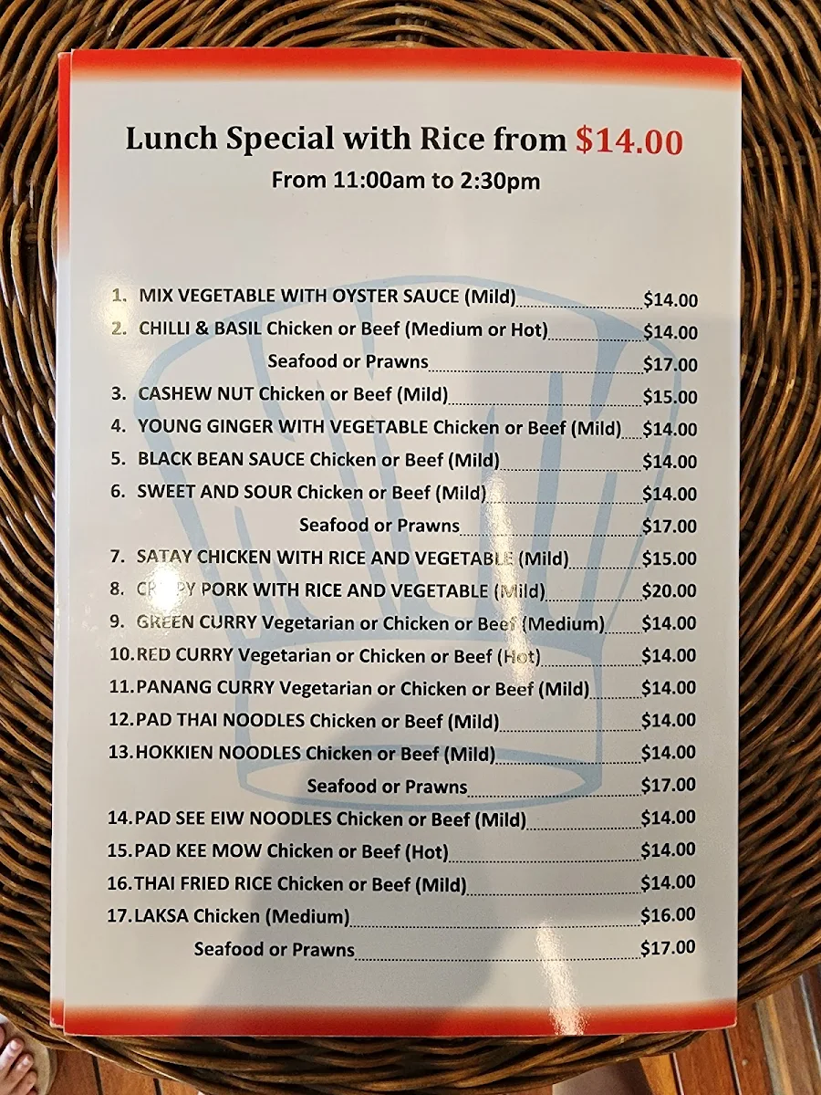 Menu, IzzyChai Modern Asian Cuisine