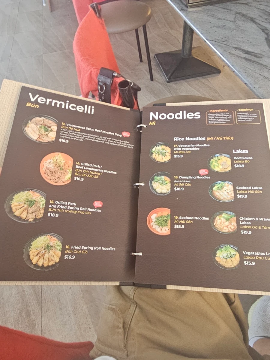 Menu, The Pho Hamilton