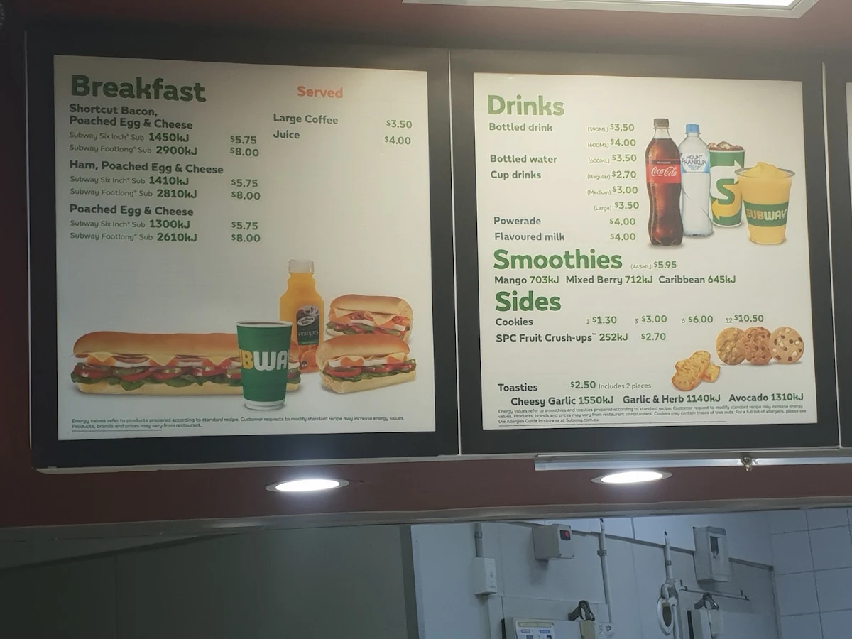Menu, Subway