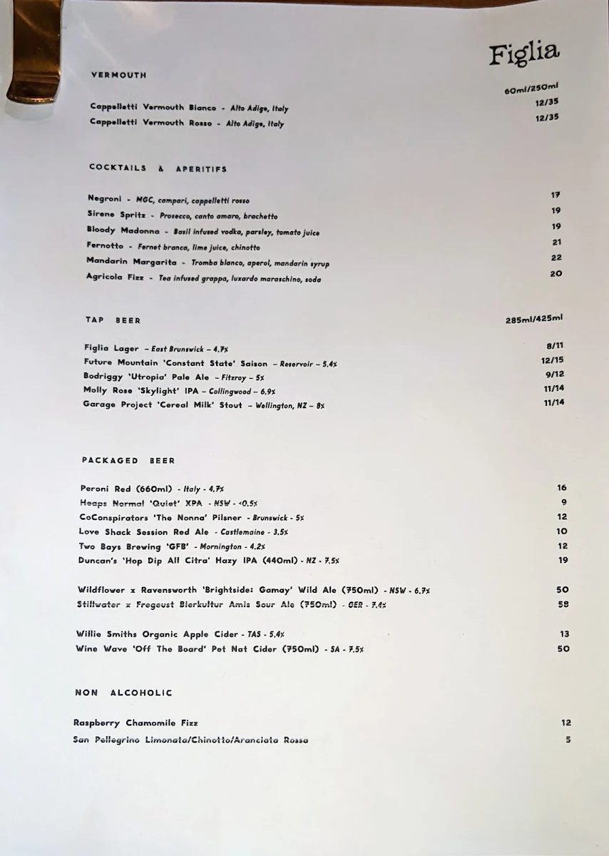 Menu, Figlia