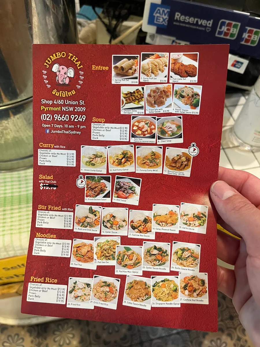 Menu, Jumbo Thai