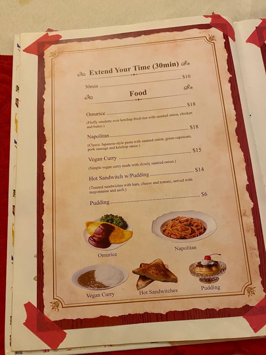 Menu, Royal Maid Cafe Kawaii Lollies