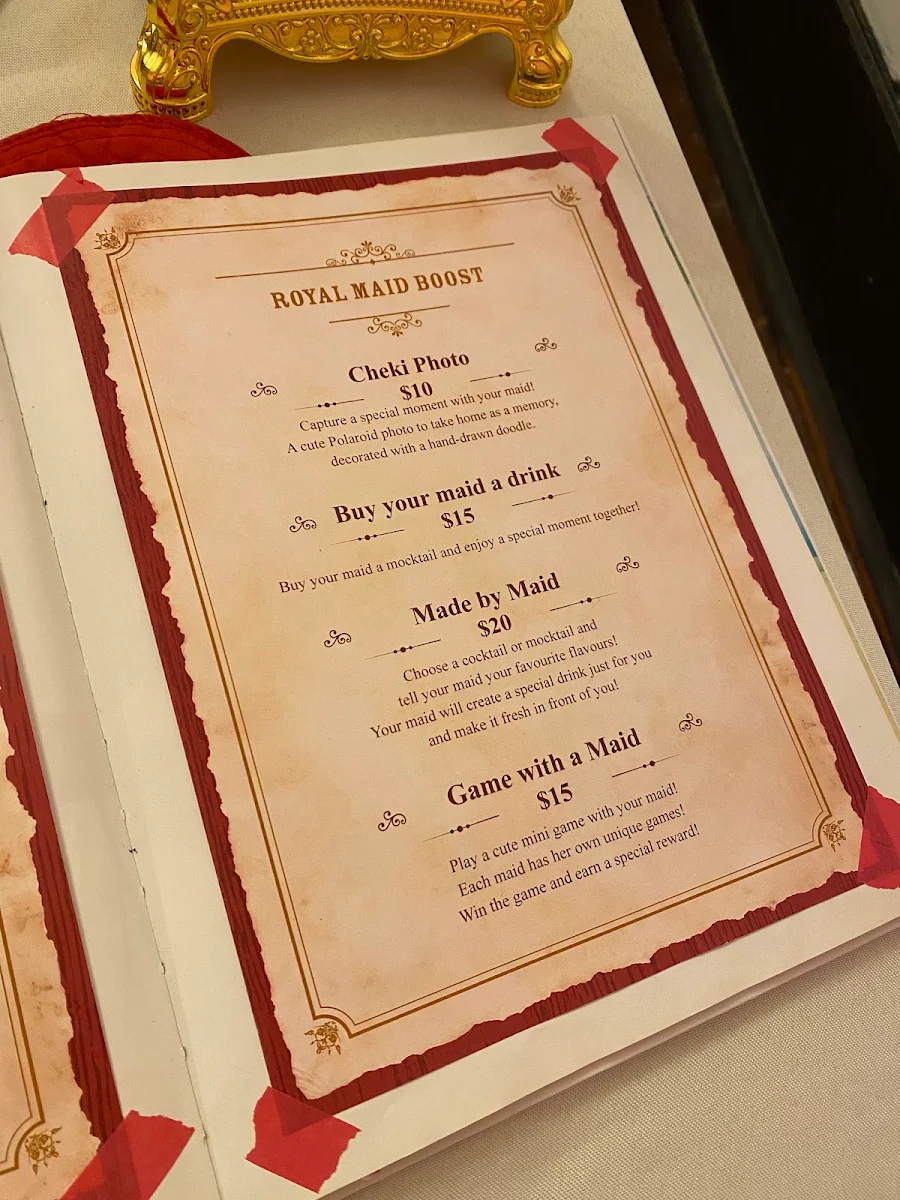 Menu, Royal Maid Cafe Kawaii Lollies
