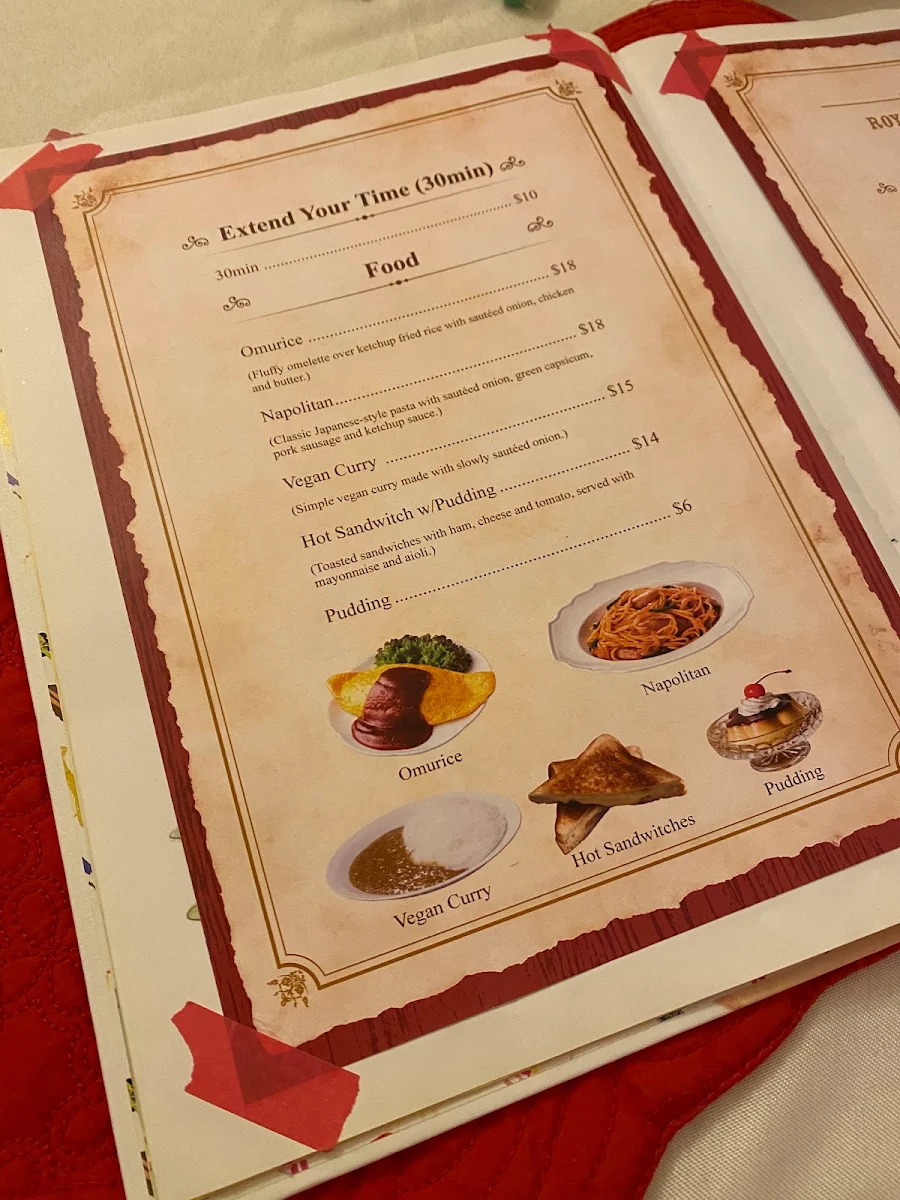 Menu, Royal Maid Cafe Kawaii Lollies