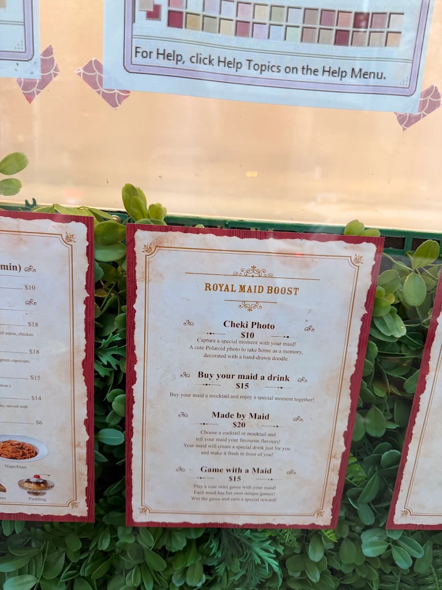 Menu, Royal Maid Cafe Kawaii Lollies