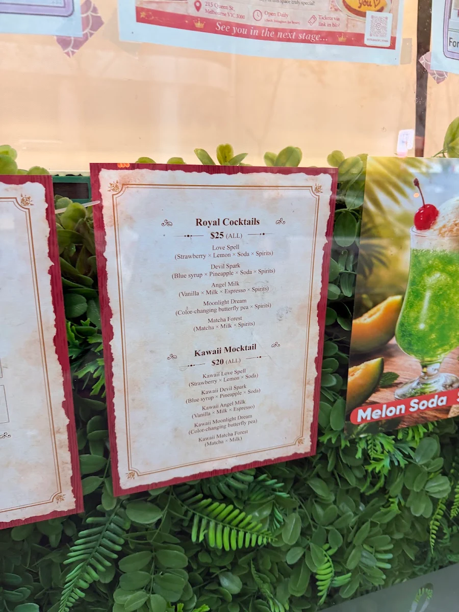 Menu, Royal Maid Cafe Kawaii Lollies