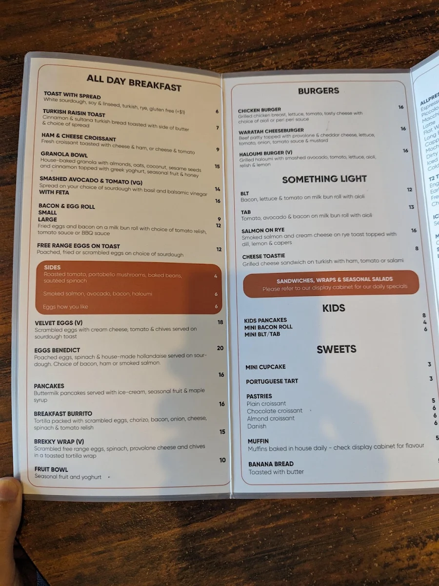 Menu, Hungry Grasshopper Café