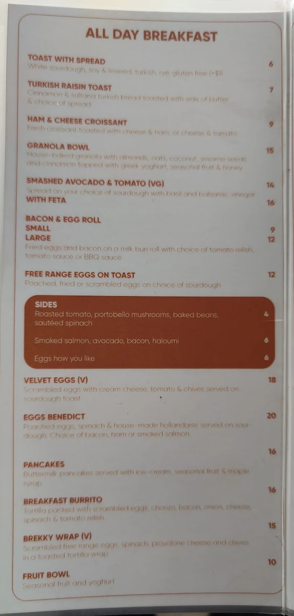 Menu, Hungry Grasshopper Café