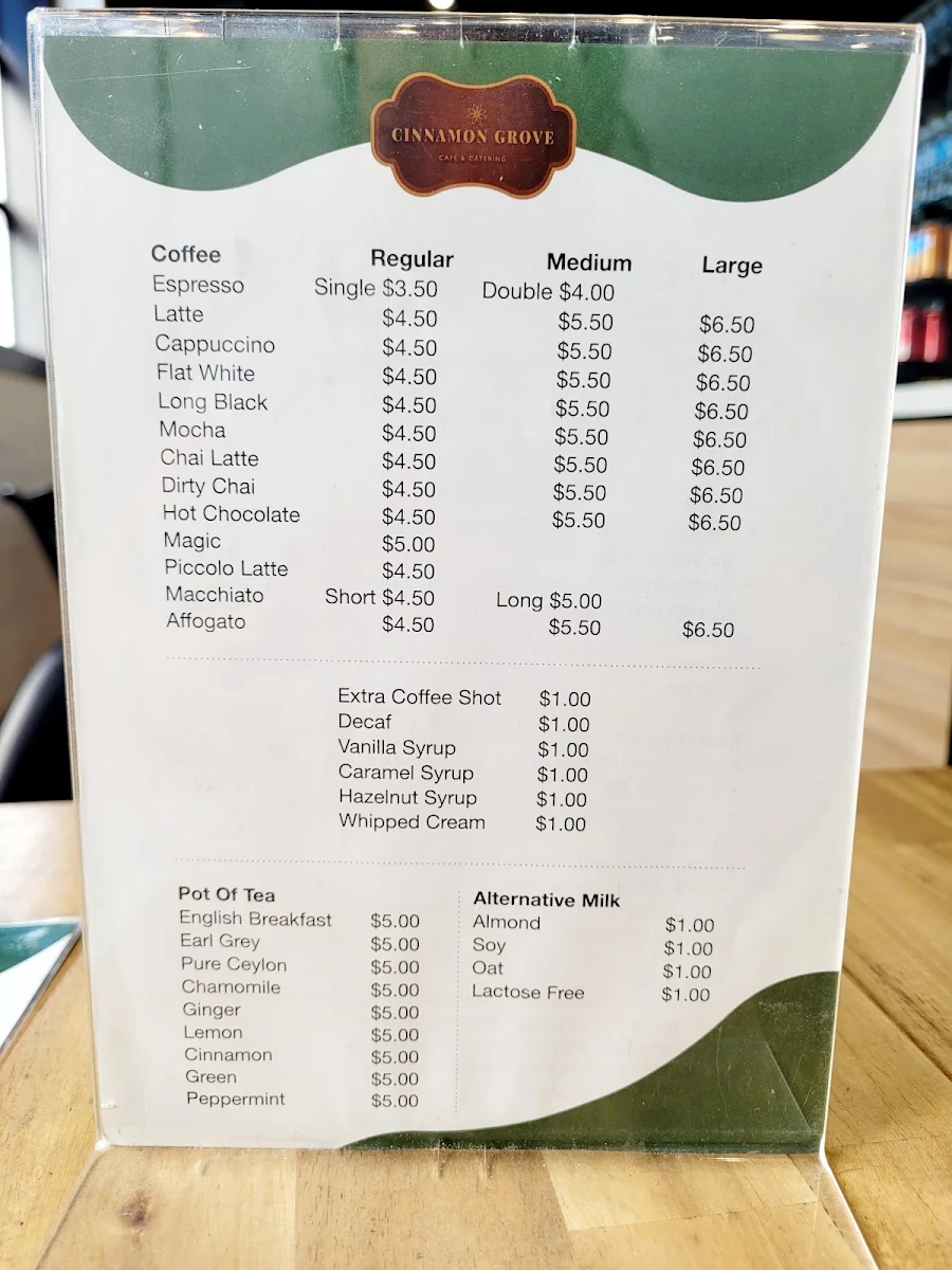 Menu, Cinnamon Grove Catering | Cafe
