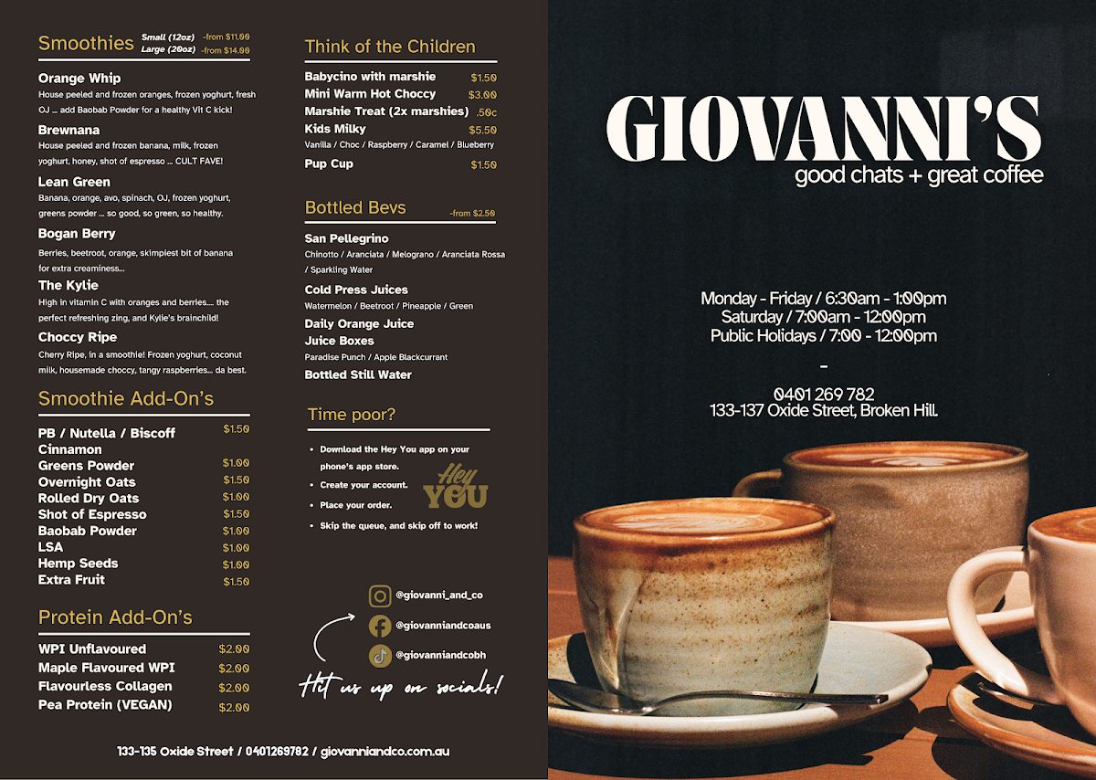 Menu, Giovanni & Co - Broken Hill