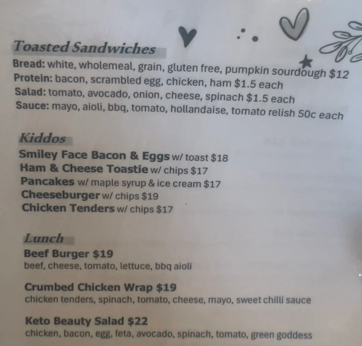 Menu, Specialty Coffee Trader Fairfield