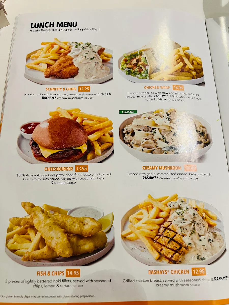 Menu, RASHAYS - Penrith