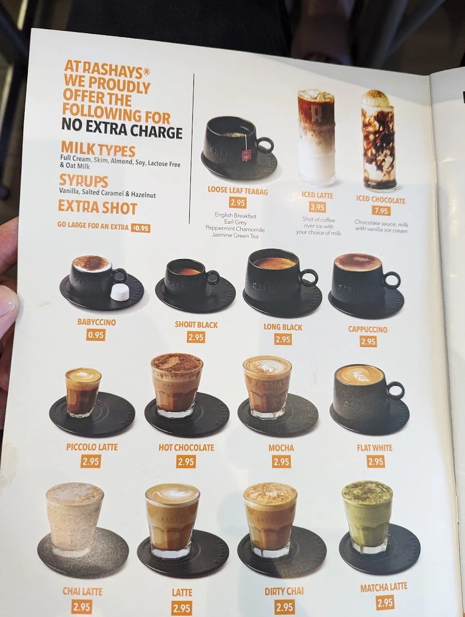 Menu, RASHAYS - Penrith