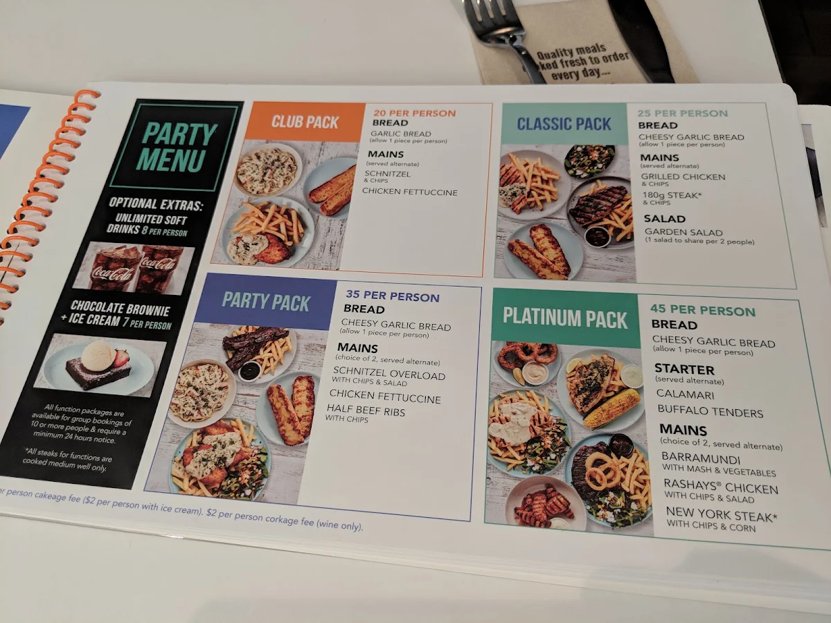 Menu, RASHAYS - Penrith