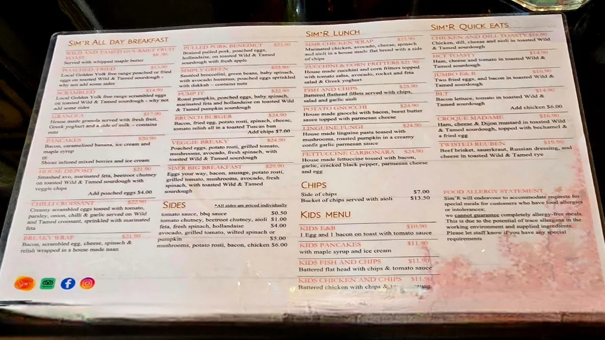 Menu, Sim'r