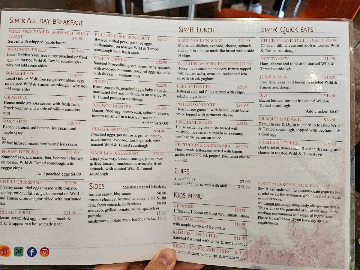 Menu, Sim'r