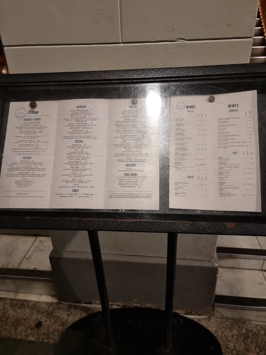 Menu, Paragon Hotel