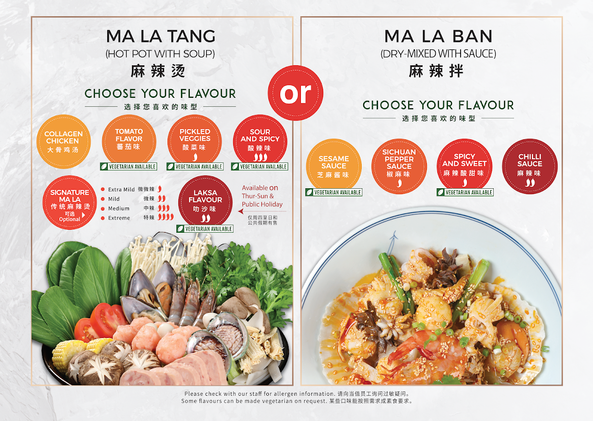 Menu, Mala Kitchen