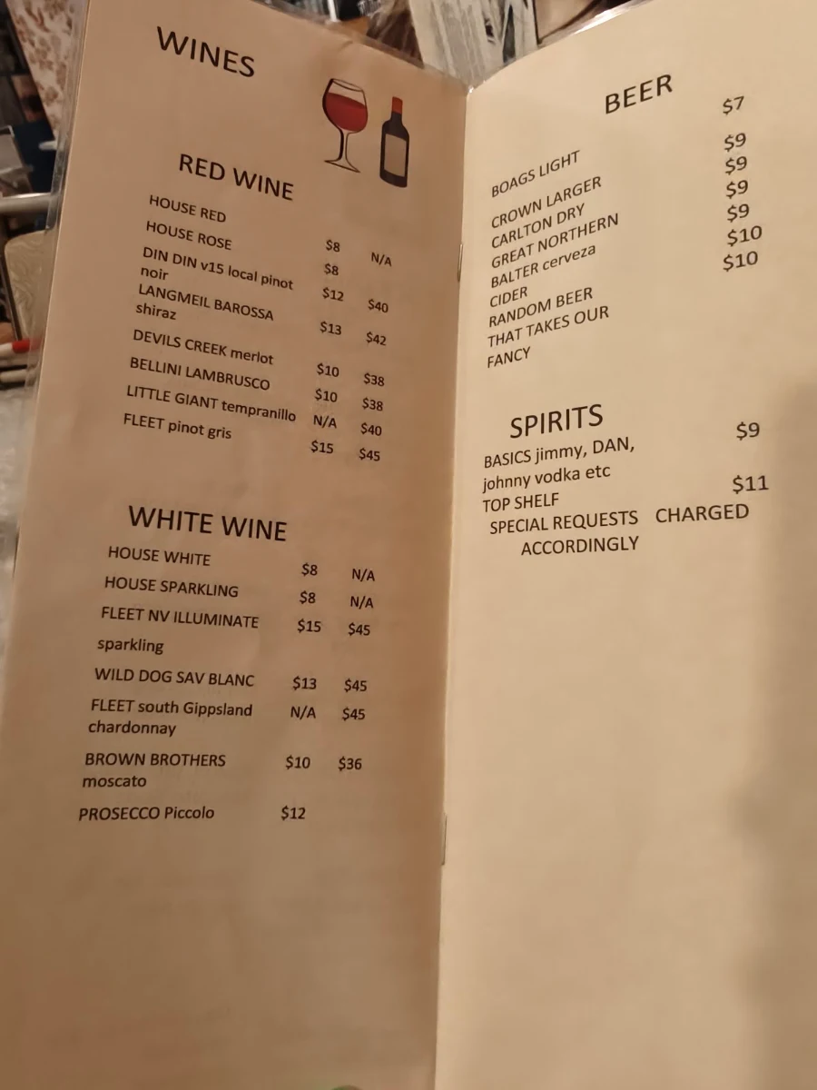 Menu, Serafinos Blue Lounge Pizzeria