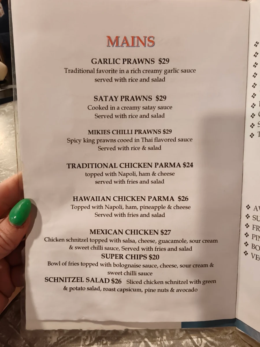 Menu, Serafinos Blue Lounge Pizzeria