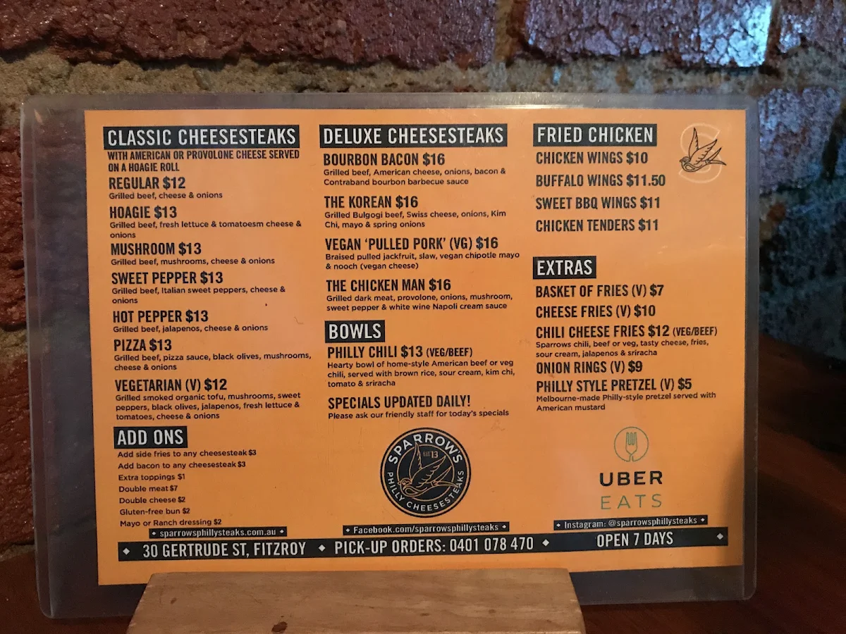 Menu, The Catfish