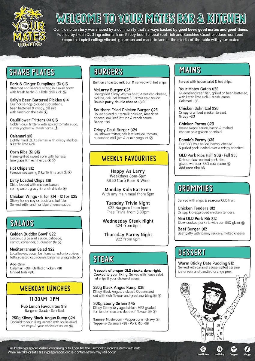 Menu, Your Mates Brewing Co.
