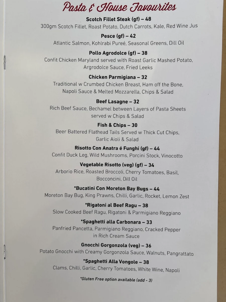 Menu, Dudley's