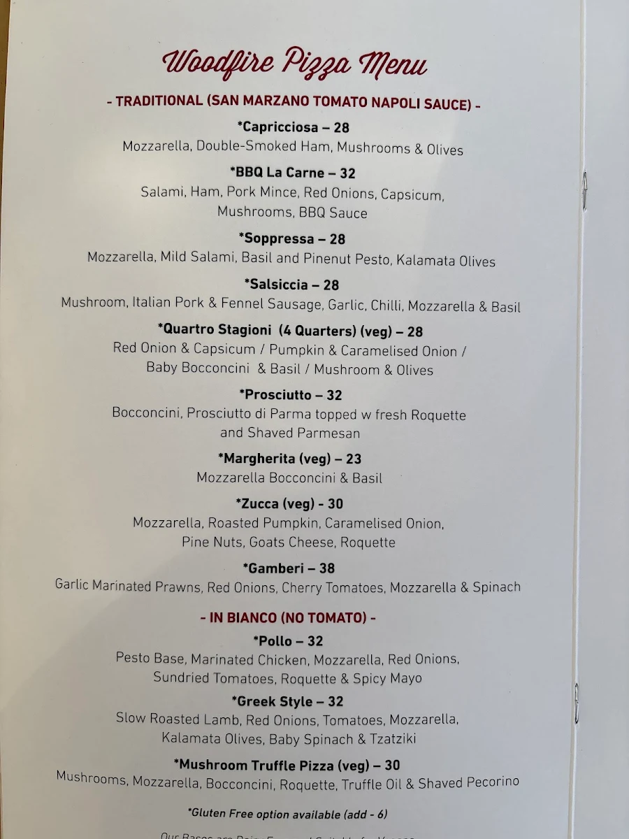 Menu, Dudley's