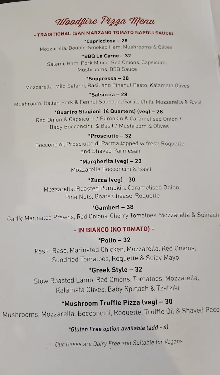 Menu, Dudley's