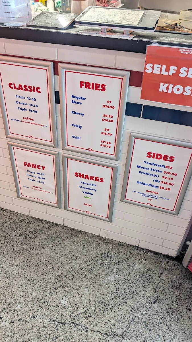 Menu, Broken Hearts Burger Club