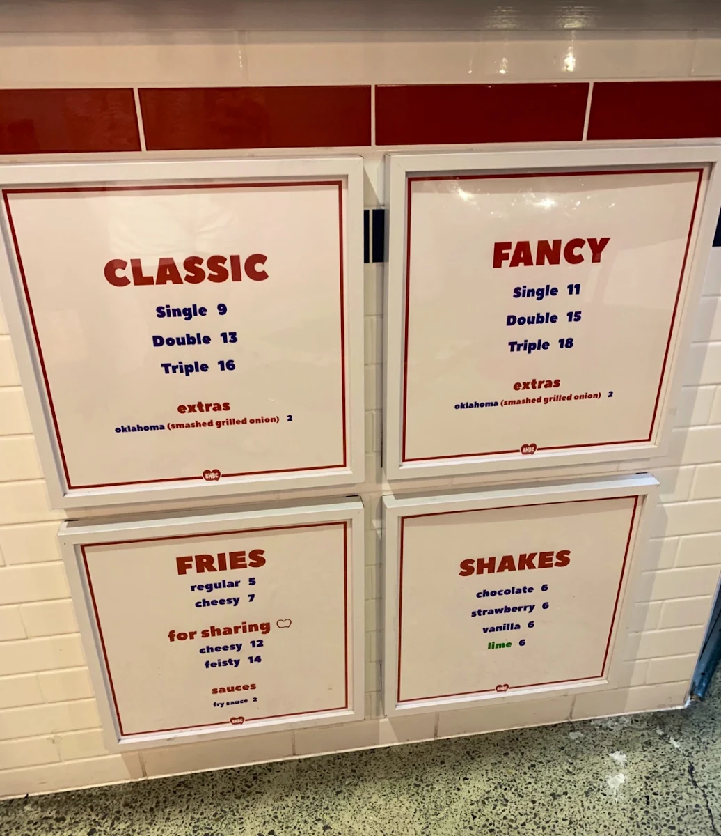 Menu, Broken Hearts Burger Club