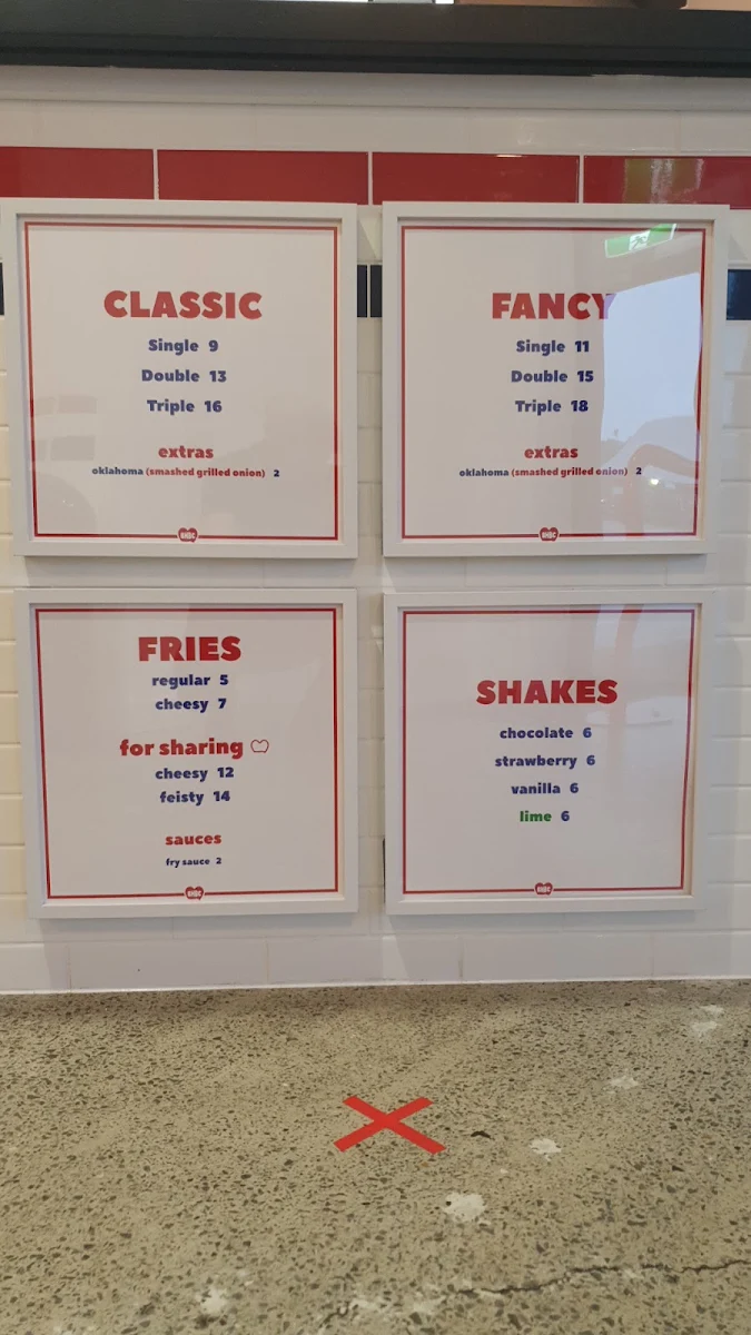 Menu, Broken Hearts Burger Club