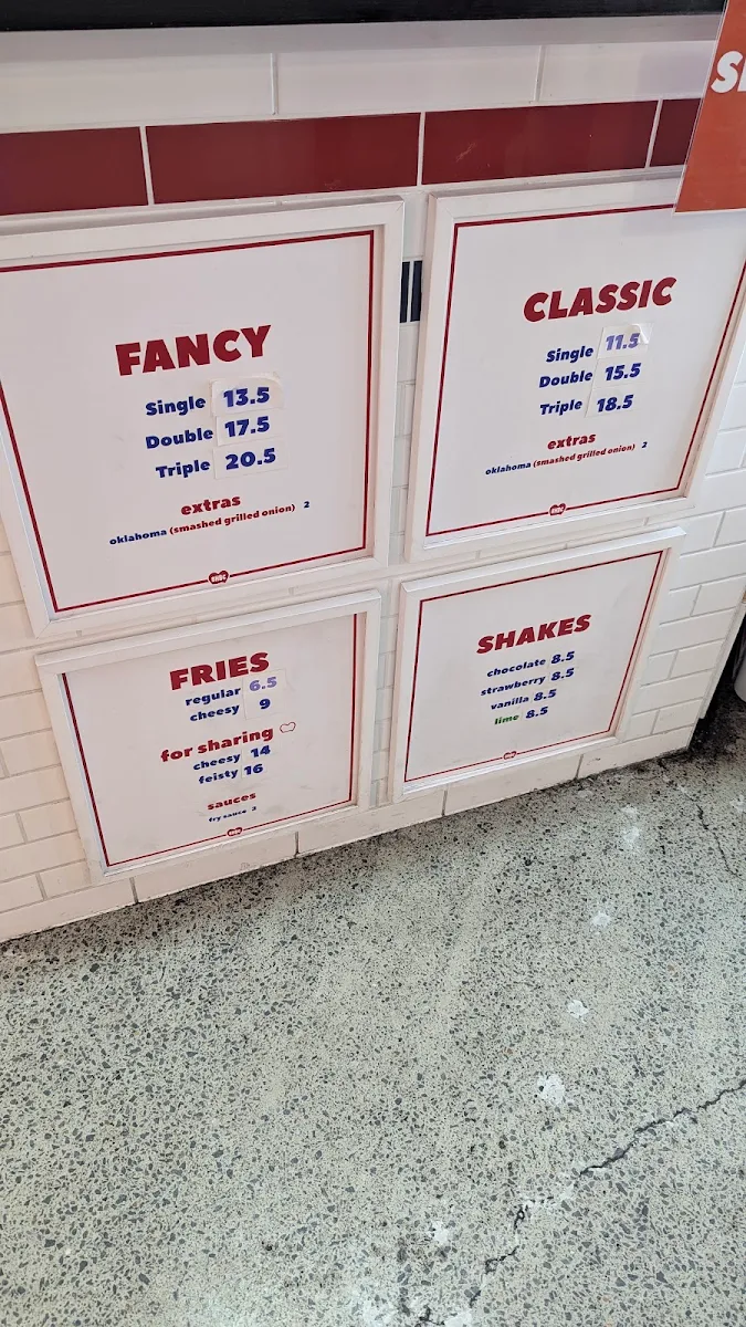 Menu, Broken Hearts Burger Club